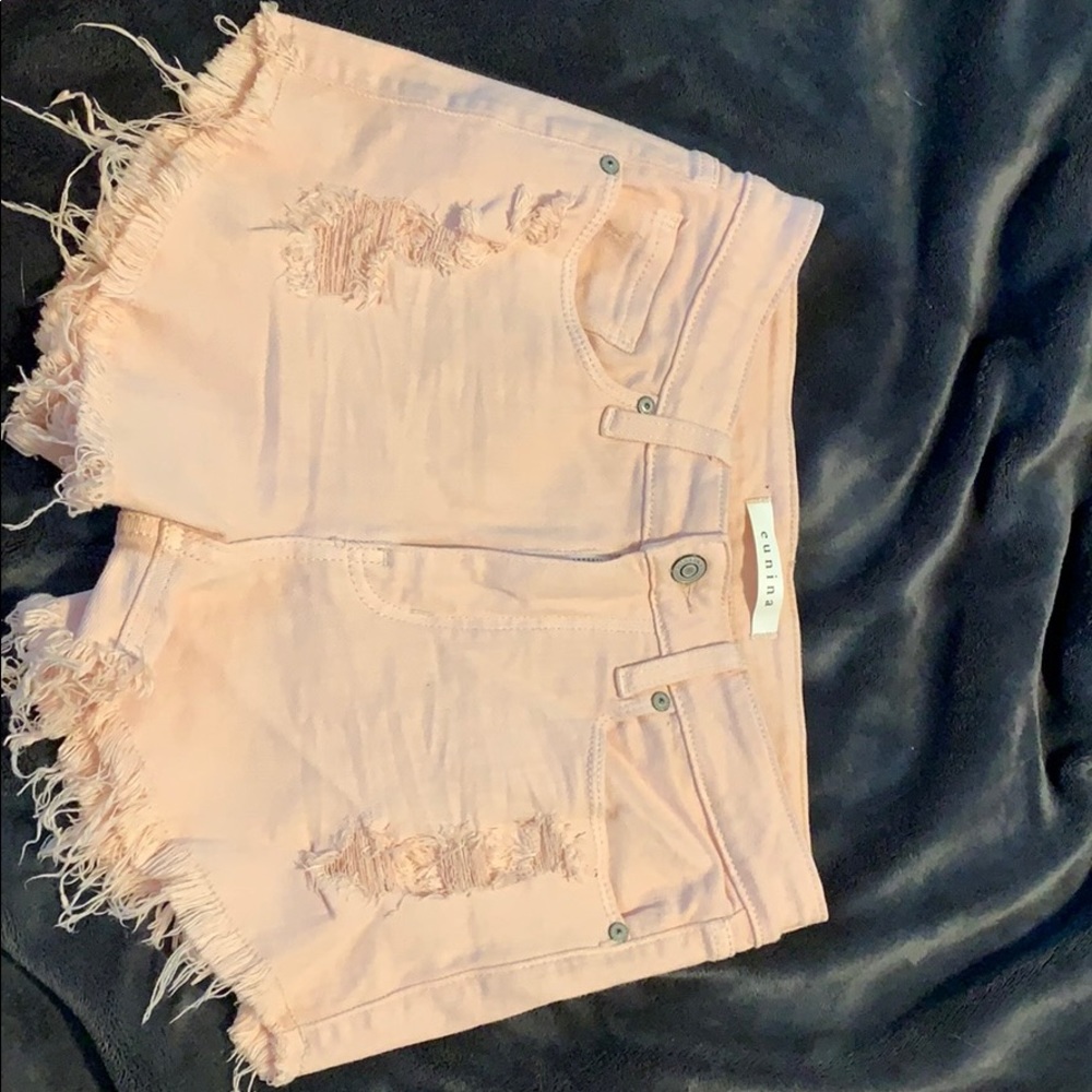 Blush pink high rise shorts